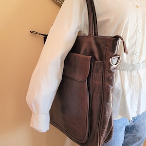Bolso de mano de cuero, bolso de mano marrón, bolso de mensajero de diseñador, bolso profesional para mujer, bolso de mano grande, regalo para cazadores vintage