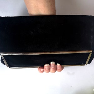 Porte-monnaie noir élégant, Pochette en daim, Sac à main en cuir, Porte-monnaie de soirée noir, Sac à main habillé, Pochette habillée, Sac à main, Sac à main rabattable