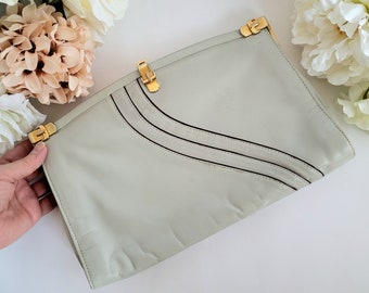 Vintage Italian Convertible Leather Clutch Bag | Donna Laura Designer Shoulder Purse