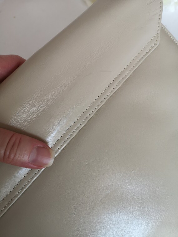 Designer Handbag, Beige Leather Purse, Retro Clut… - image 10