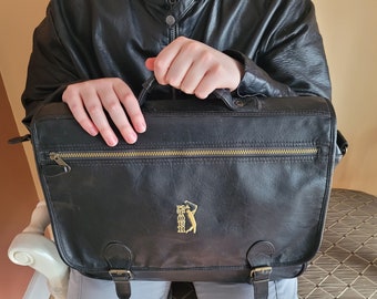 Black Briefcase, Executive Case, Expandable Briefcase, Attaché Tote, Designer Briefcase, Computer Bag, Faux Leather Case, PGA Tour Logo