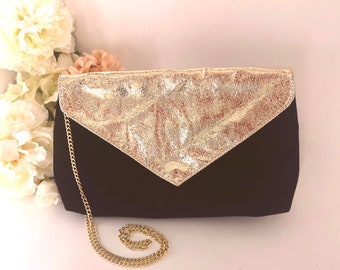 Designer-Schultertasche, Abendtasche in Schwarz und Gold, Velours-Clutch-Geldbörse, Handtasche für den Abschlussball, formelle Umhängetasche, Hochzeitshandtasche, Geschenk für Mütter