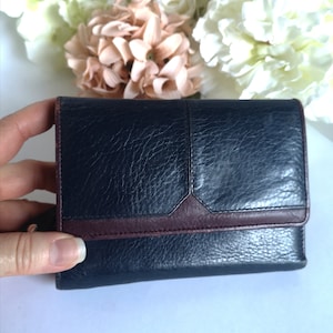 Dark Blue Leather Wallet, Navy Trifold Clutch, Rossini Design Billfold, Designer Folding Wallet with Change Pocket, ID & Credit Card Slots