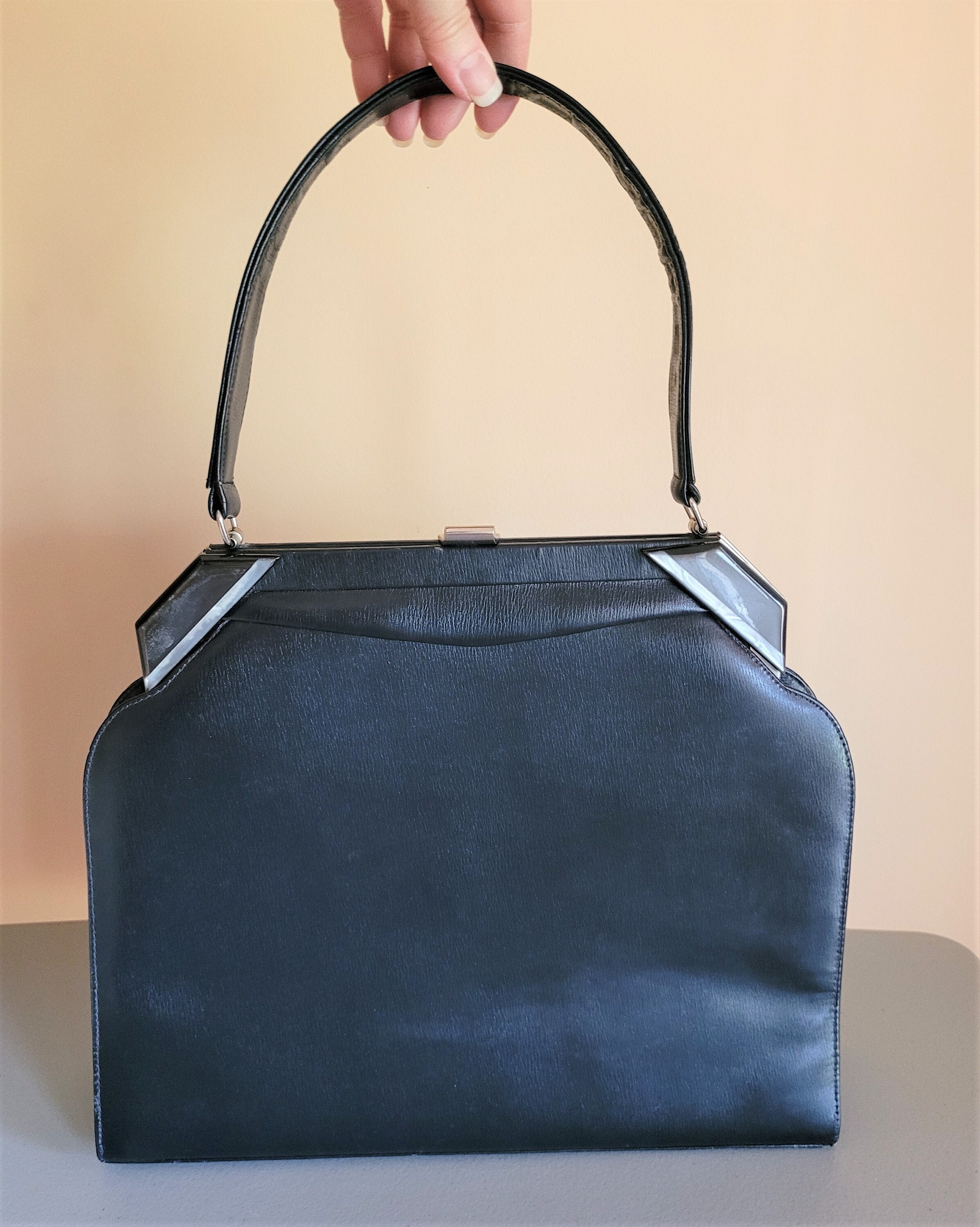 Dark blue handbag Etsy