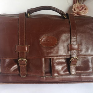 Porte-documents en cuir, sac messager, porte-folio marron, sac d'affaires exécutif, attaché-case, sac porte-documents de créateur, cadeau pour chasseur vintage