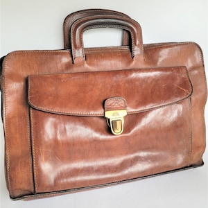 Sac en cuir marron, porte-documents de direction, porte-folio, porte-documents, porte-documents du designer Tony Perotti, cartable professionnel doublé
