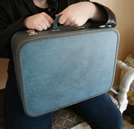 Vintage Blue Travelgard Suitcase: MCM Carry-On Luggage, Retro Home Decor