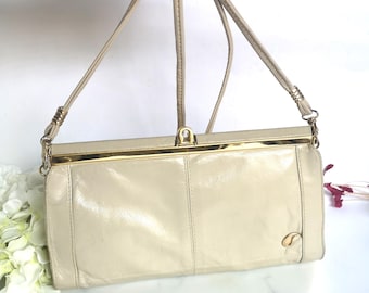 Bolso de mano vintage de piel beige, convertible en bolso de hombro, Maxime Canadá