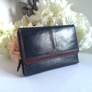 Designer Leather Wallet, Blue Steerhide Trifold,  Navy Blue Billfold Money Holder, Rossini Designer, Change Pocket, ID & Credit Card Slots