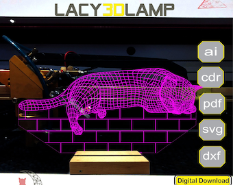 Sleeping Cat 3D lamp file, plan for cnc laser engraving, 3D night light making file.