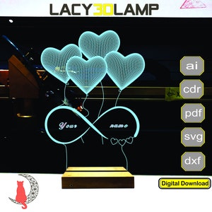 Boundless Love 3D lamp file, plan for cnc laser engraving zdjęcie 1