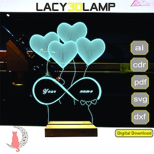 Boundless Love 3D lamp file, plan for cnc laser engraving