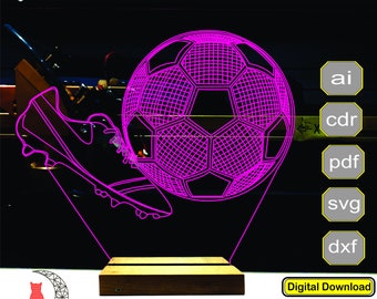 Soccer 3D lamp file, Football 3D lamp file plan for cnc laser engraving
