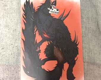 Demon Dog Art Print – Mythic Hellhound Wall Decor 5x7