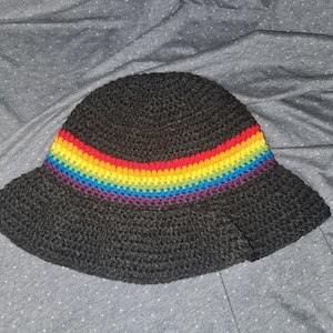 Crochet Pride Rainbow Bucket Hat