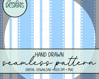 Naadloos streeppatroon flirt | Blauw retro digitaal papier (digitale download)