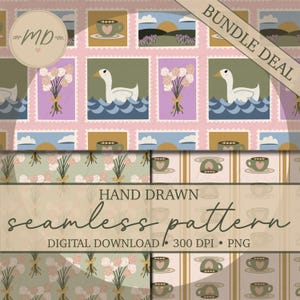 Storybook Goose Seamless Pattern | Cottagecore Farmhouse Fabric Design (Digital Download)
