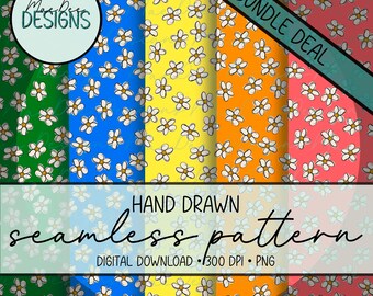 Naadloze bloementuinpatroon | Heldere bundel | Botanisch herhaalbestand | Digitale papierdownload