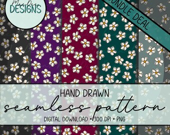 Naadloze bloementuinpatroon | Humeurige bundel | Botanisch herhaalbestand | Digitale papierdownload