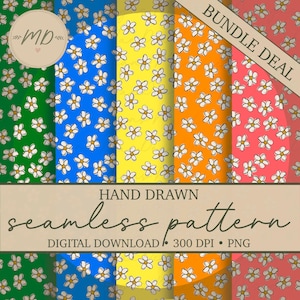 Flower Garden Seamless Pattern | Bright Bundle | Botanical Repeat File | Digital Paper Download