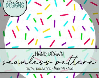Naadloze regenboog strooipatroon | Handgetekende confetti | Digitaal papier, png-bestand