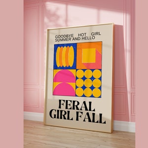 Funky Retro Wall Art, Trendy Dorm Room Decor, Y2K Art Print, Girl Dinner, Feral Girl Fall,