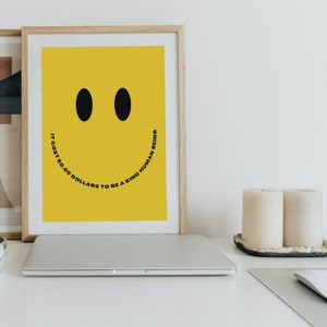 BE A NICE HUMAN (descarga digital, impresión de pared, impresión estética, impresión de bondad, cartel amarillo, descarga instantánea)