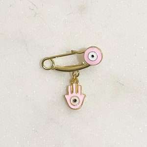 Custom Newborn Baby Pin | Gold Baptism Pin | Baby Keepsake | Baby Jewelry | Baby Girl | Pin for Brooch | Baby Keepsake | Evil Eye Baby Gift