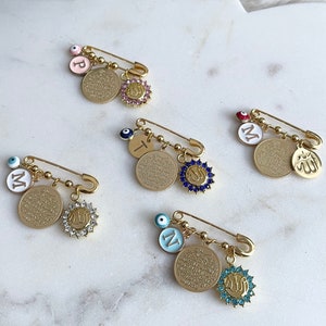 Baby Pin Baby Keepsake Newborn Gift Baby Brooch Baby Shower Gift Custom Baby Pin | Personalized Gold Pin | Ayat Al Qursi Arabic Jewelry Baby