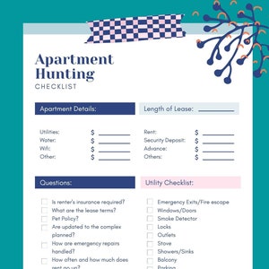 Apartment Search Checklist | Moving | Apartment Checklist | Moving Checklist | First Apartment | Condo Checklist l Cleaning Checklist