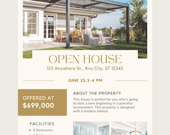 Open House Flyer Template, Real Estate Open House Flyer, Real Estate Flyer Template, Realtor Flyer, Real Estate Marketing, Canva Realtor