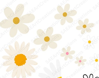 Daisy Flower Svg, Daisy monogram svg, Daisy SVG Bundle, Wildflowers Clipart, Vector Daisy, Spring svg, Summer svg, Flowers, Half Daisy svg