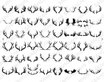 Hjorthorn SVG Clipart, Vitstjärtshjort, Jakt, Vilda Djur (Digital Nedladdning)