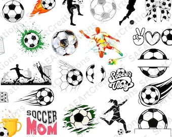 SVG-bundel met voetbalthema, SVG-monogram van een voetbal, voetbalontwerpen, SVG-bestand van een voetbalteam, SVG-bestand van een voetbal, SVG-bestand van voetbalmoeders, PNG-bestand van voetbalsilhouetten