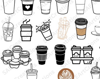 Coffee cup svg, coffee cup bundles, takeaway cup, Starbucks coffee cup svg, cup bundle, silhouette, cricut cut files, coffee cup cut files