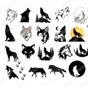Wolf Svg Bundle, Wolf Shirt Svg, Howling Wolf png, Instant Download Wolf Silhouette png, Svg, Wolf Png, Wolf Face Svg