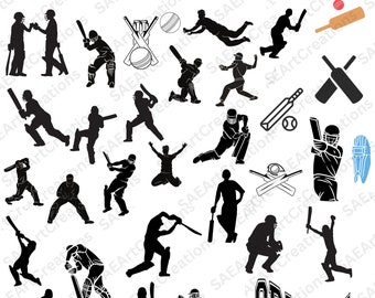 Cricket Silhouette Pack, Cricket SVG, PSL, Cricket, Cricket bat, Cricket Player, Cricket Vector, Cricketer, Cricket Shape, Digital Download