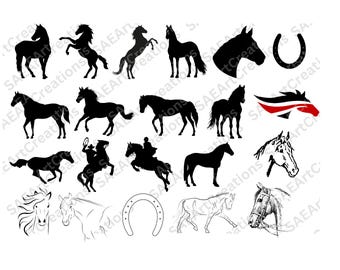 Horse Silhouettes svg, Horse SVG, Horseshoe SVG,  Horse Head PNG, Horse Riding, Horse Lover Svg, Horse show, Animal Svg, Dark Horse png