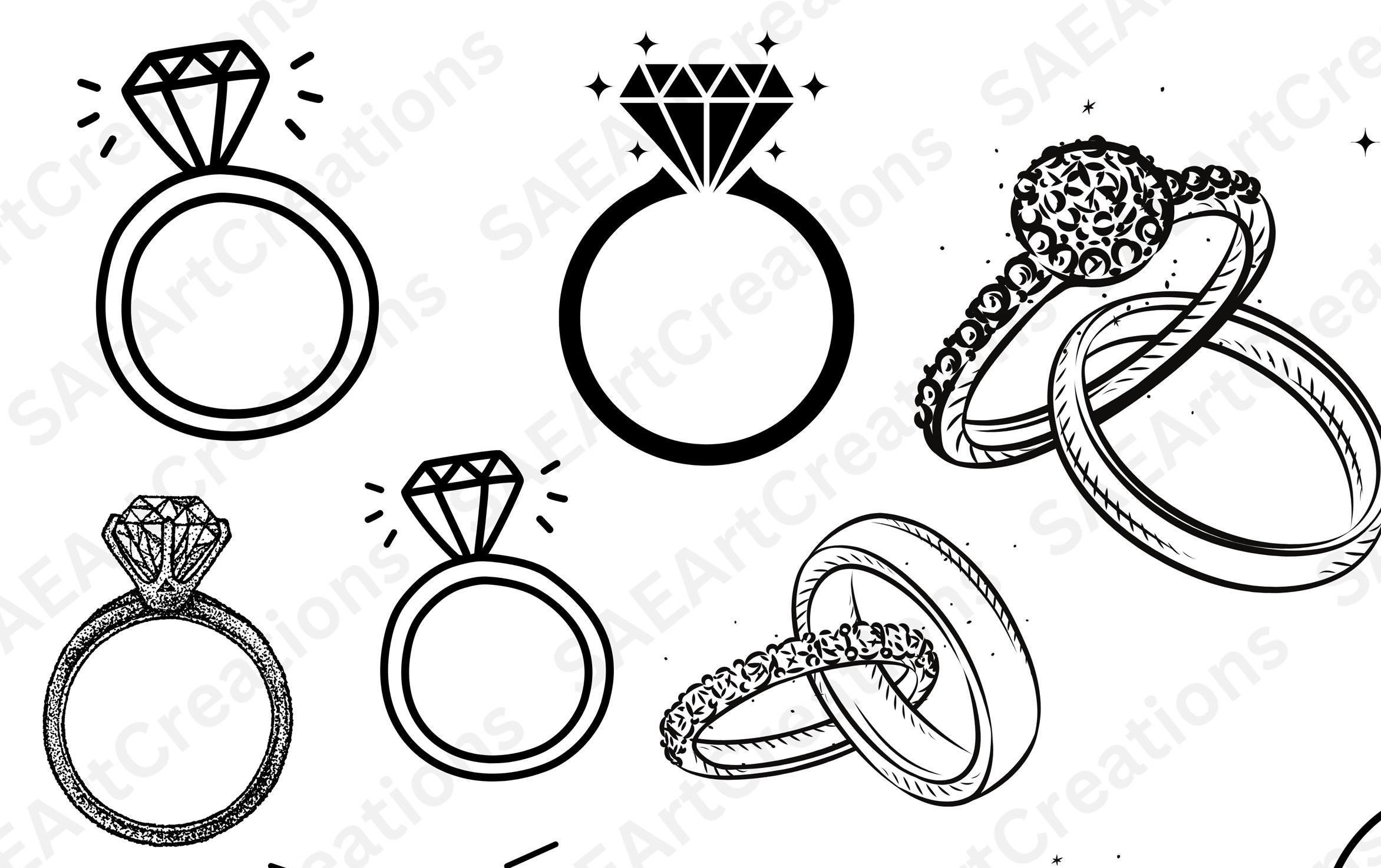 Diamond Ring SVG, Wedding Clipart, Cricut Cut File (digital Download ...