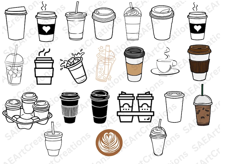 Coffee Cup Svg, Coffee Cup Bundles, Takeaway Cup, Starbucks Coffee Cup ...