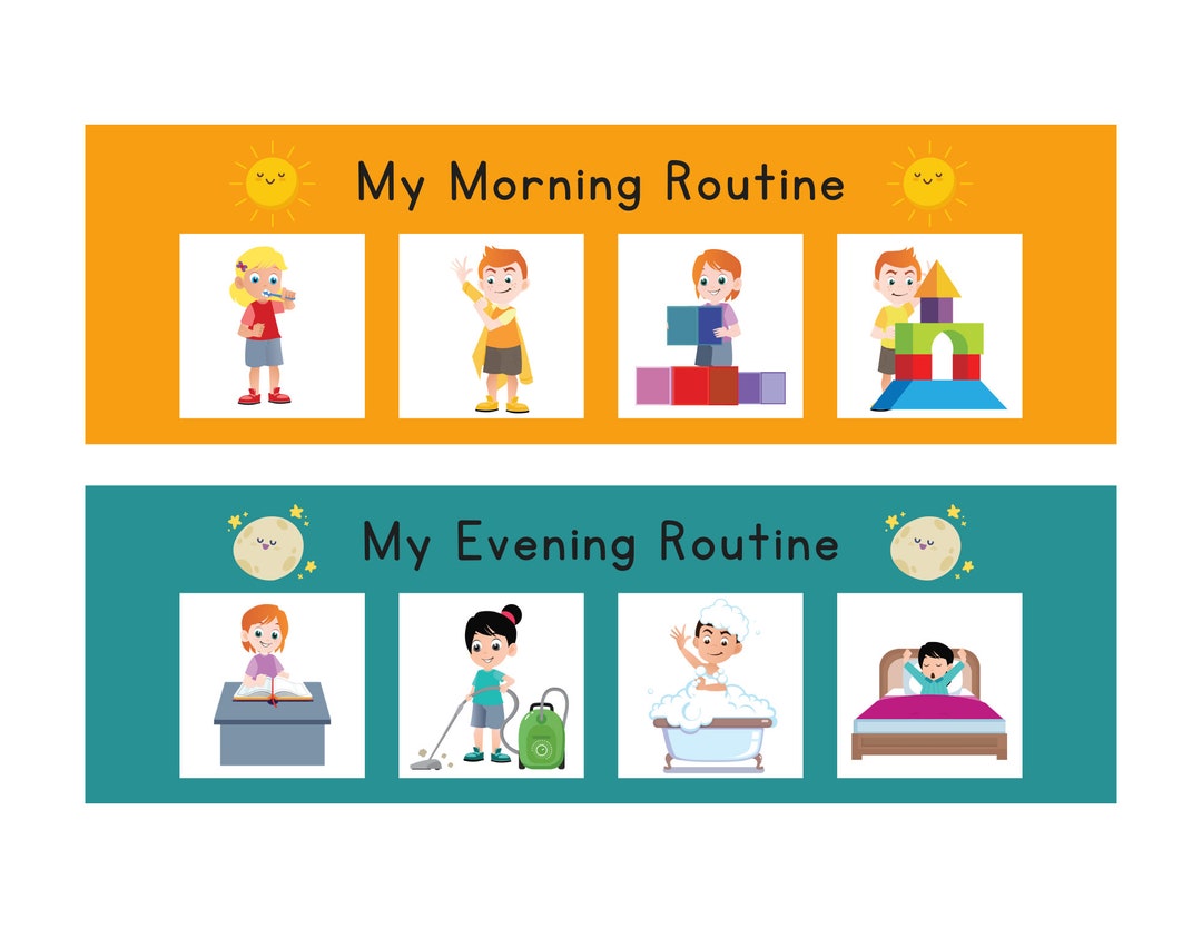 Kids Daily Responsibilities Chart Visual Morning/evening - Etsy