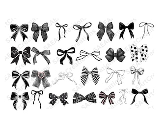 Black Bow Svg Bundle, Ribbon Bow Svg, Coquette Bow Svg, Bow Tie Svg, Ribbon Bow Clipart, Svg Files For Cricut, Instant Download, Silhouette