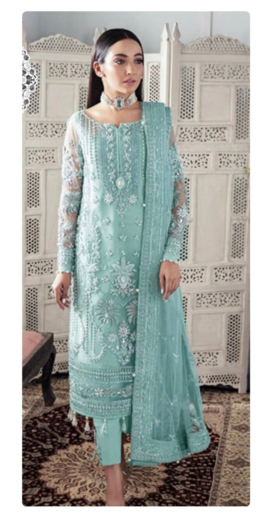 Plus Sze Salwar Kameez Suts Handmade Embrodery Worked Weddng