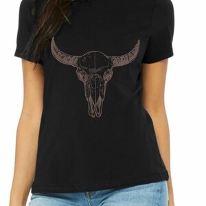 Hunting Boho Cow Skull, SVG file, howdy shirt, Wild west, Whitetail Deer,Graphic Tee, Cowgirl, longhorn, Bull Skull, Hunting Shirt image 5