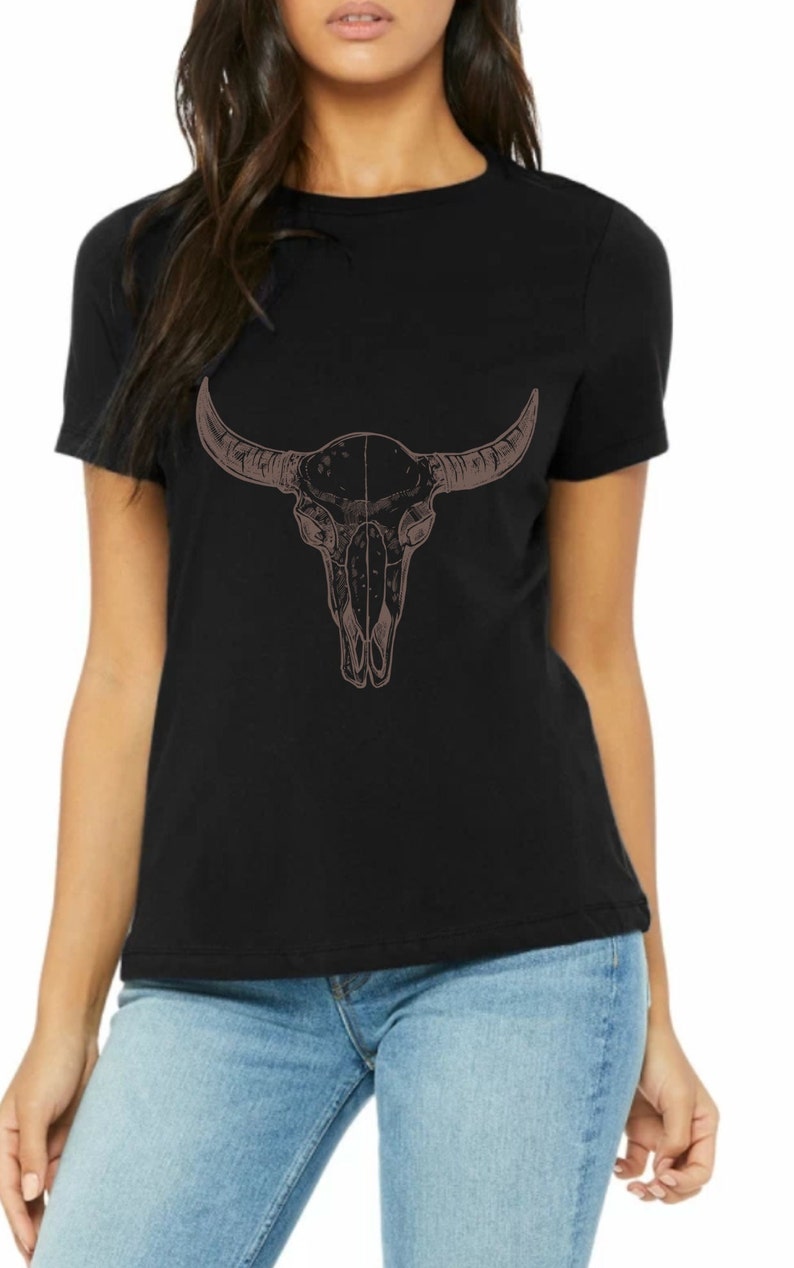 Hunting Boho Cow Skull, SVG file, howdy shirt, Wild west, Whitetail Deer,Graphic Tee, Cowgirl, longhorn, Bull Skull, Hunting Shirt image 5