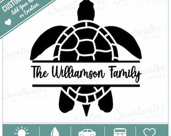 Personalized Sea Turtle Family Decal | Custom Beach Name Car Sticker | Coastal Vinyl Window Decal | Beach Lover Gift