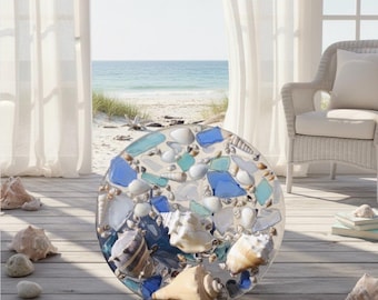 Coastal Resin Art Table Decor: Seashell & Sea Glass Centerpiece