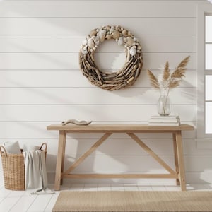 Driftwood & Shell Wreath: Coastal Nautical Wall Art, 24"