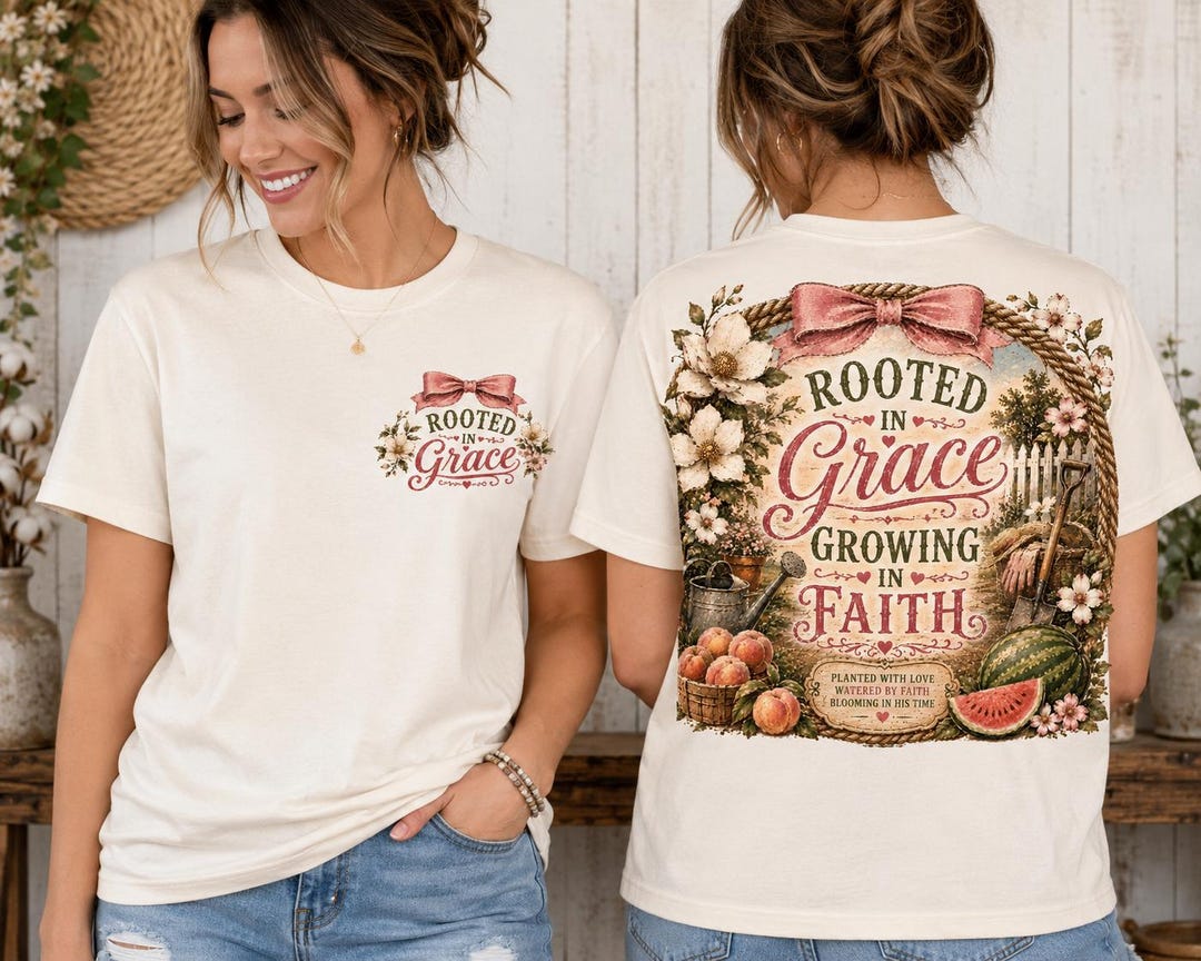 Rooted in Grace Shirt, Christian Floral T-shirt, Faith Based Women’s ...