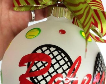 Tennis Sport Themed Personalized Christmas / Holiday Ornament